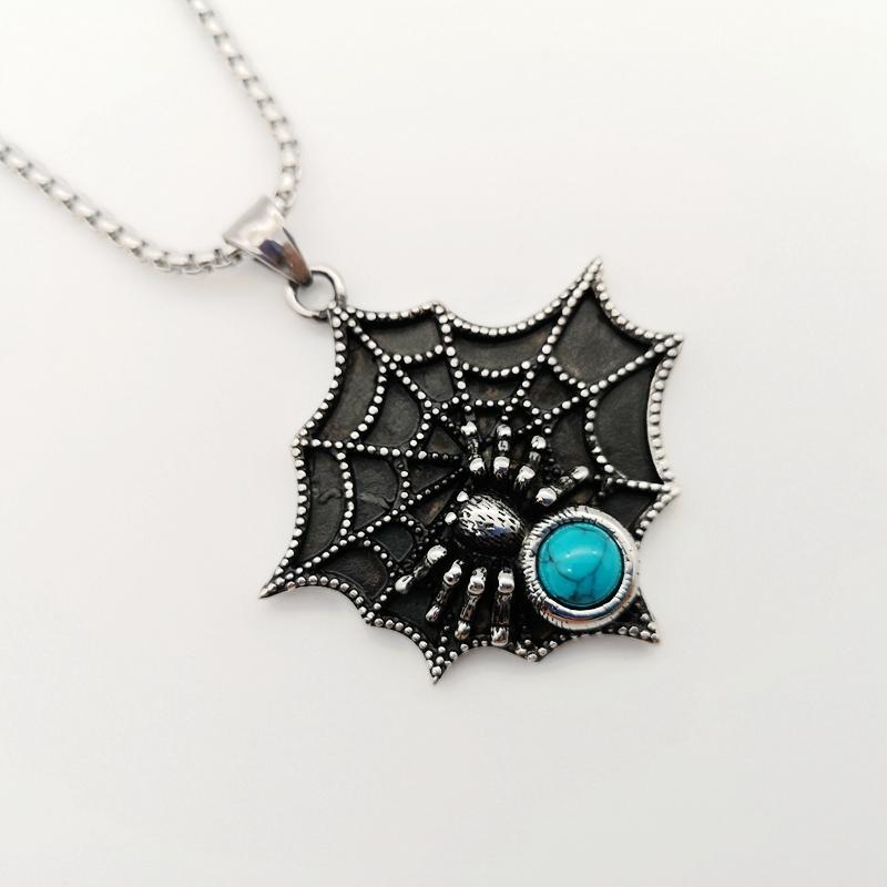 Gothetic Vintage 316 stainless steel Spider net pendant necklace Natural blue stone spider & net necklace men jewelry
Gothetic Vintage 316 stainless steel Spider net pendant necklace Natural blue stone spider & net necklace men jewelry