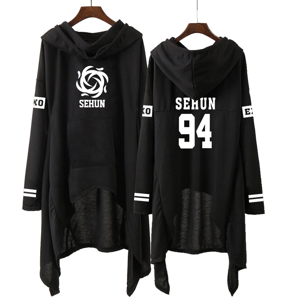 Kpop Exo New Fashion Korean Exo Do Lay Se Hun Kai Sing For You Exo Hoodies Long Skirt Women Harajuku Sweatshirts Girls Pullovers Y200930