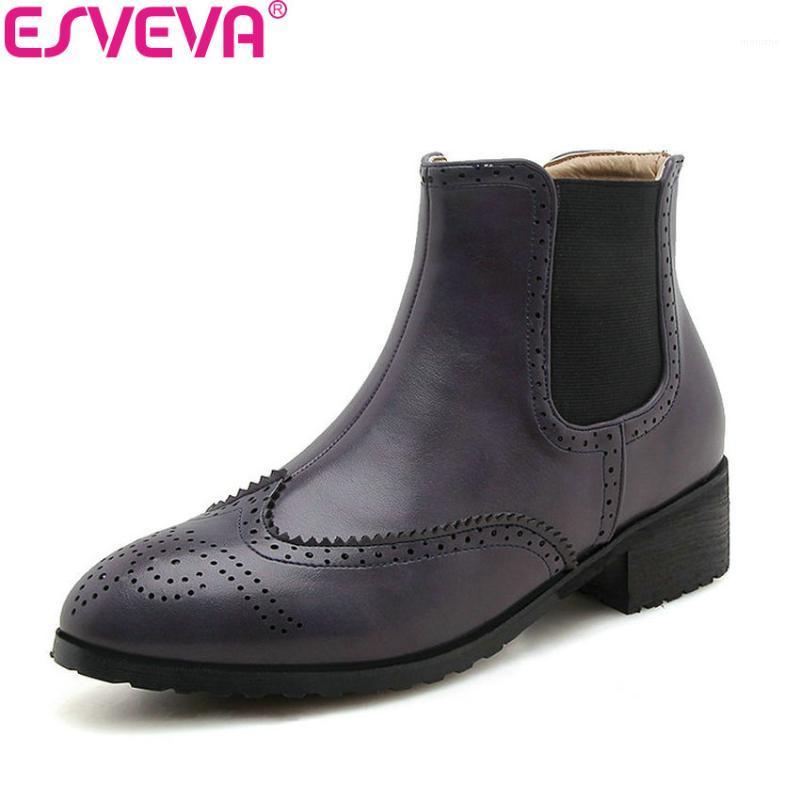 ESVEVA 2020 Women Boots PU Leather Shoes Concise Ankle Boots Square High Heels Round Toe Woman Elastic Band Shoes Size 34-431, Black
ESVEVA 2020 Women Boots PU Leather Shoes Concise Ankle Boots Square High Heels Round Toe Woman Elastic Band Shoes Size 34-431, Black