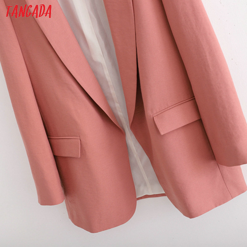 Tangada women vintage solid blazer fashion female long sleeve elegant jacket ladies work wear suits 1D205 201114