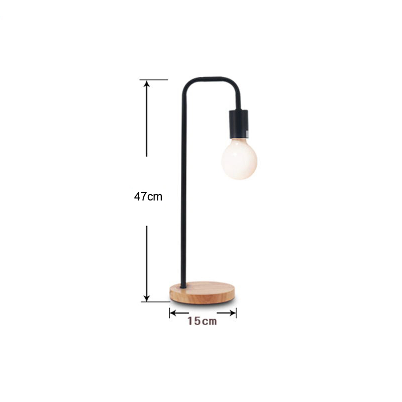 Simple Design Nordic Style LED Desk Lamp - Wooden Base, Iron Frame for Comfortable Readings