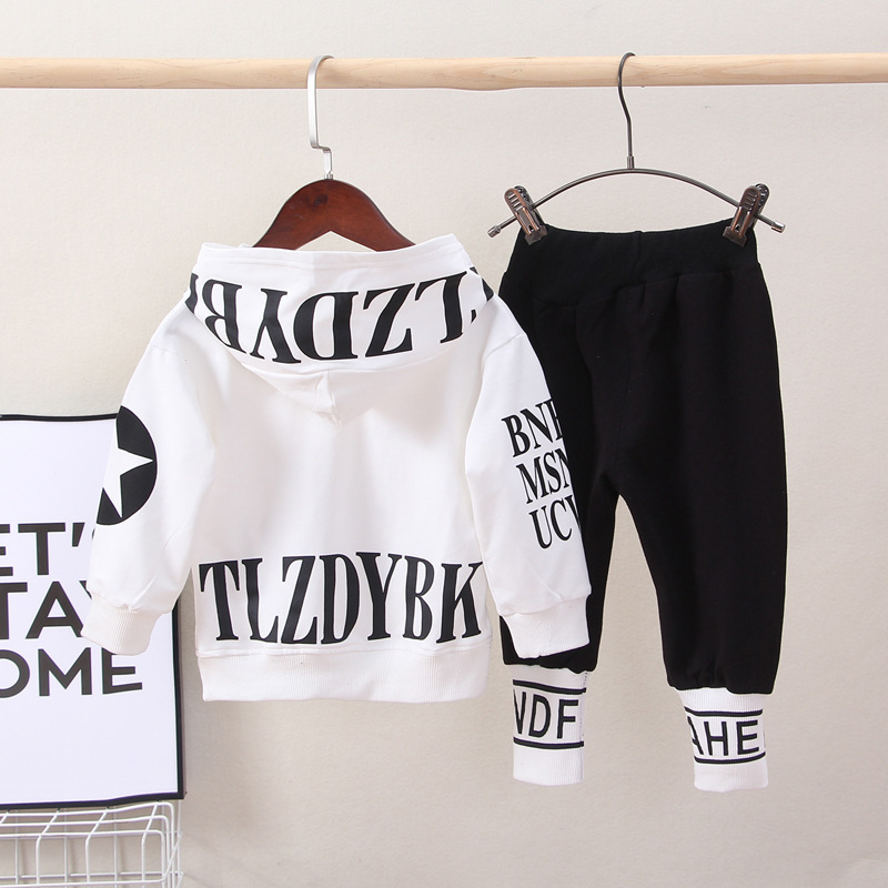 Spring Autumn Baby Boys Girls Cotton Clothes Children Letter Hooded Pants /sets Infant Kid Fashion Toddler Casual Tracksuits LJ201202