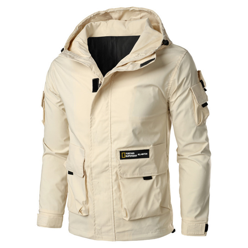Jacket Men Zipper Winter Spring Autumn Casual Solid Hooded Jackets Men's Outwear Slim Fit Cargo Bomber Coats Male Windbreaker 201127