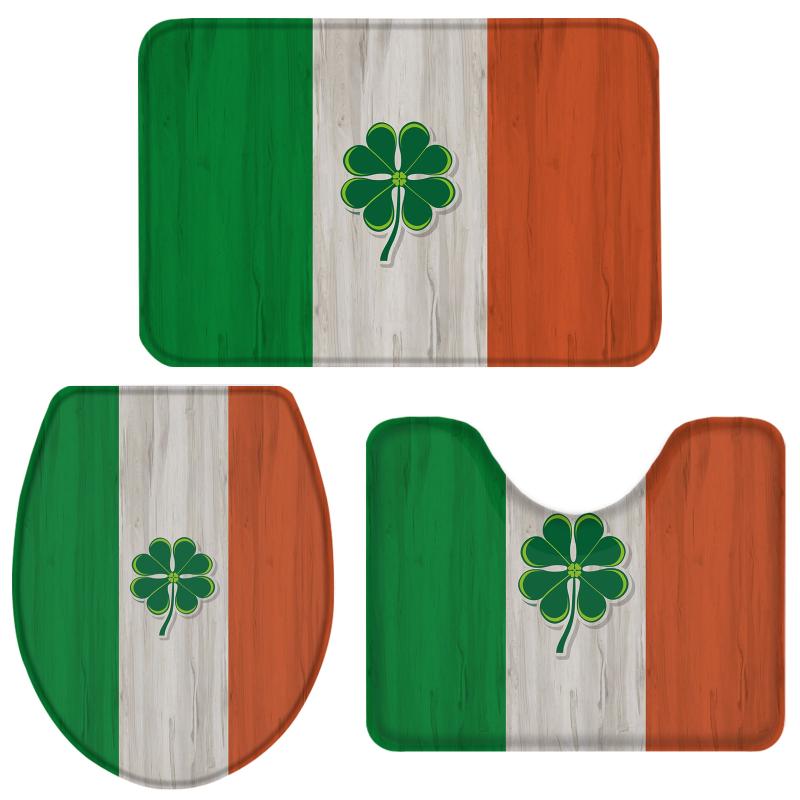 Irish Flag Four-Leaf Clover Wood Grain Bathroom Set Toilet Cover Mat Pedestal Rug Non-Slip Bathroom Accessories Set Home Doormat
Irish Flag Four-Leaf Clover Wood Grain Bathroom Set Toilet Cover Mat Pedestal Rug Non-Slip Bathroom Accessories Set Home Doormat
