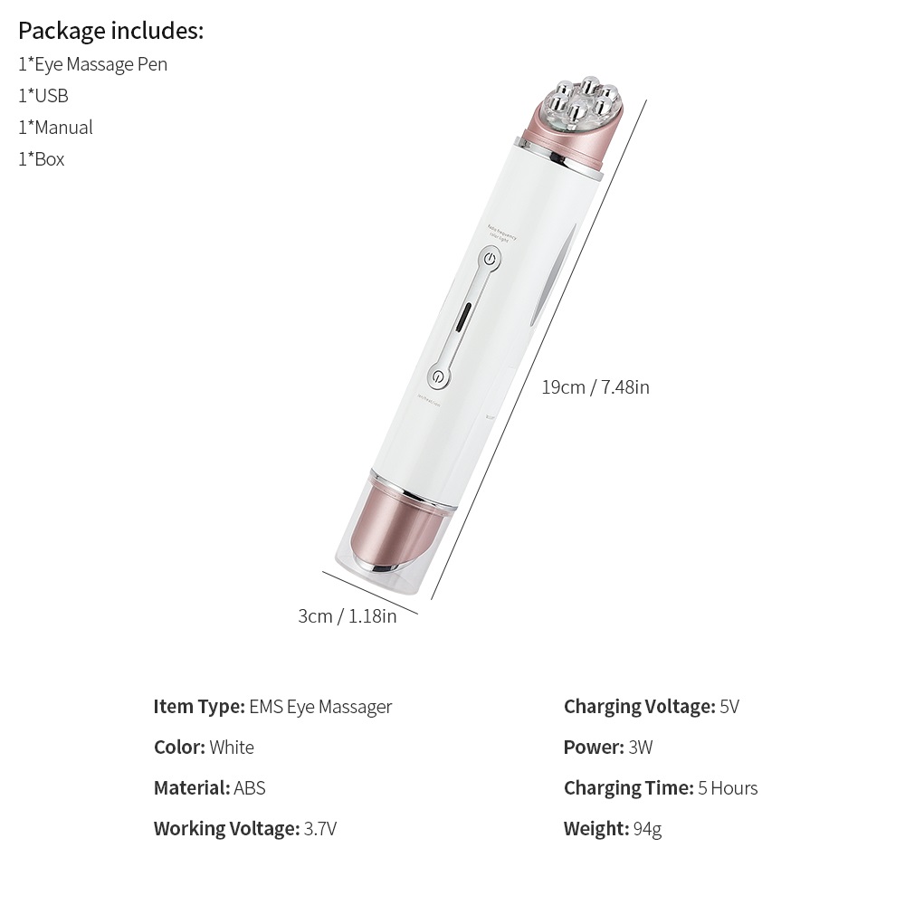 2 in 1 Facial Eye Massager RF EMS LED Light Vibration Massage Skin Rejuvenation Face Lifting Wrinkles Dark Circle Remover