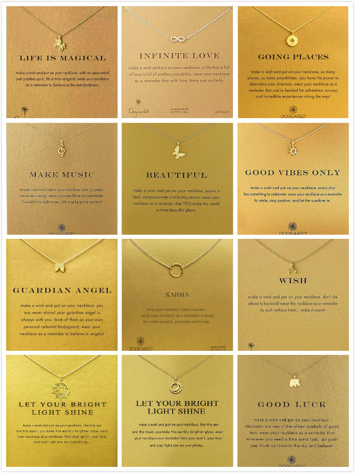 New Dogeared Necklaces With card Gold Elephant Heart Key Clover Horseshoe Triangle Charm Pendant Necklace For women Jewelry Gift Free Ship, Silver
New Dogeared Necklaces With card Gold Elephant Heart Key Clover Horseshoe Triangle Charm Pendant Necklace For women Jewelry Gift Free Ship, Silver