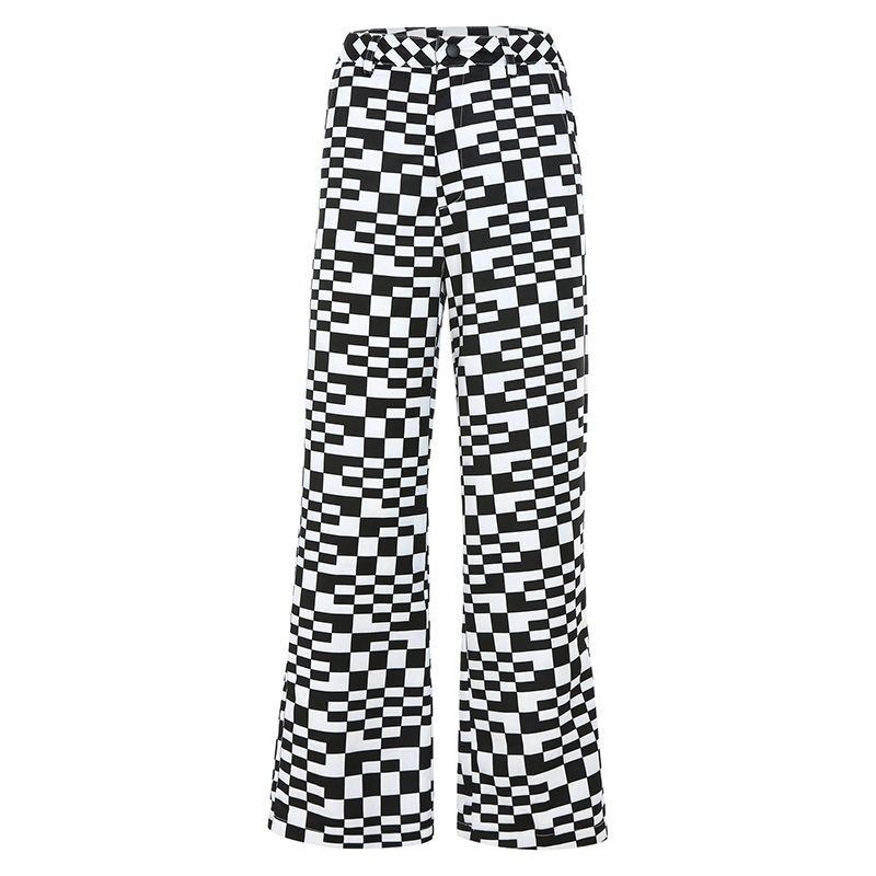 High Waist Loose Wide Checkerboard Punk Contrast Striped Plaid Zebra Cargo Jogger Harajuku Pant Korean Women Streetwear Trouser T200422