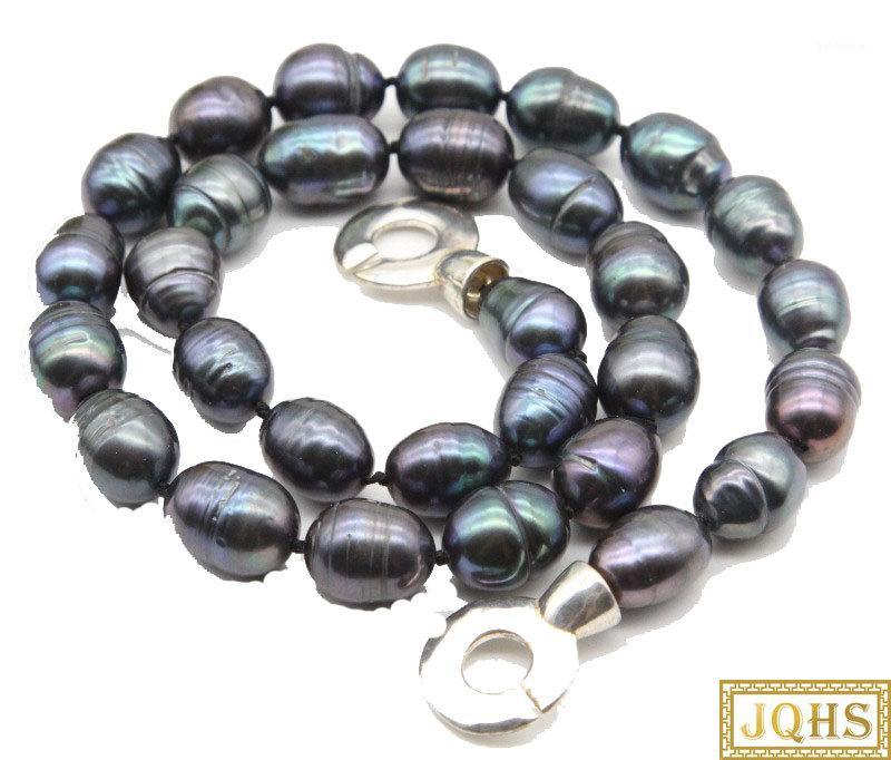 Genuine 17" 13mm rice peacock Black pearls knotted necklace 925s clasp c37 jewelry women1
Genuine 17" 13mm rice peacock Black pearls knotted necklace 925s clasp c37 jewelry women1