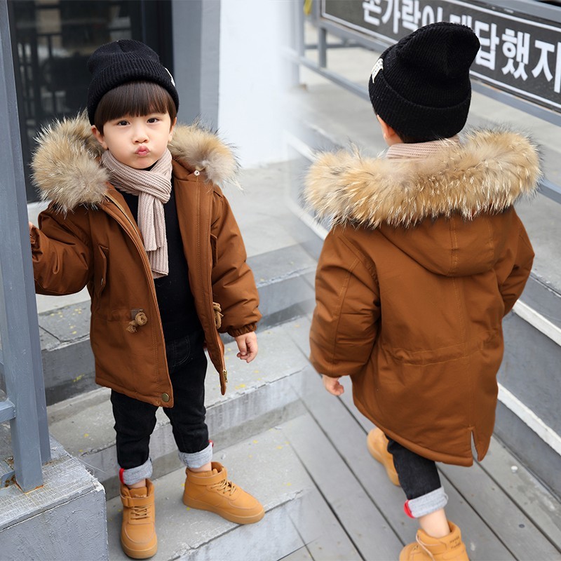 New childrens Winter clothing Jacket Kids boy 2-10 old size fur hooded coats children Boys Winter Jacket