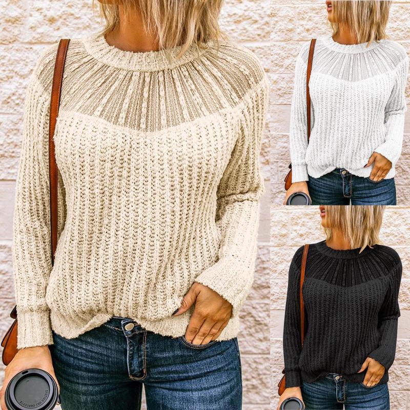 Ladies Fashion Round Neck Lace Stitching Raglan Sweater Women Casual Long Sleeve Knitted Jumpers Top Winter Elegant Pullovers, Wh
Ladies Fashion Round Neck Lace Stitching Raglan Sweater Women Casual Long Sleeve Knitted Jumpers Top Winter Elegant Pullovers, Wh