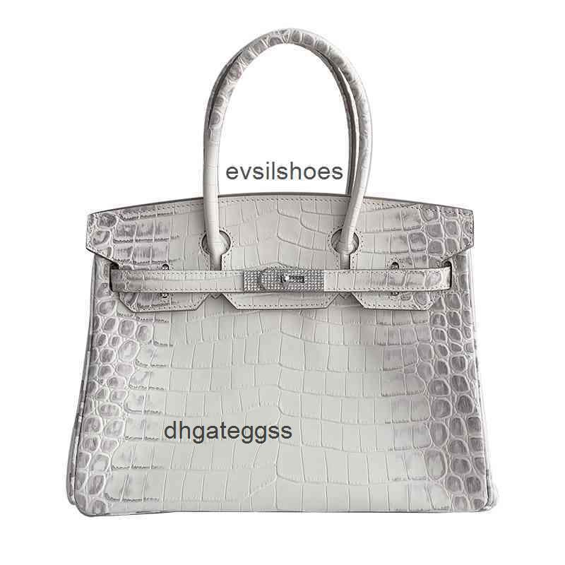 

Brikin's Designers Handbags Herme Miss Tree High Sense Custom First Layer Cowhide Crocodile Pattern Himalayan White Platinum bag MEn Hermè s, Himalayan white/hand-rubbed customized f