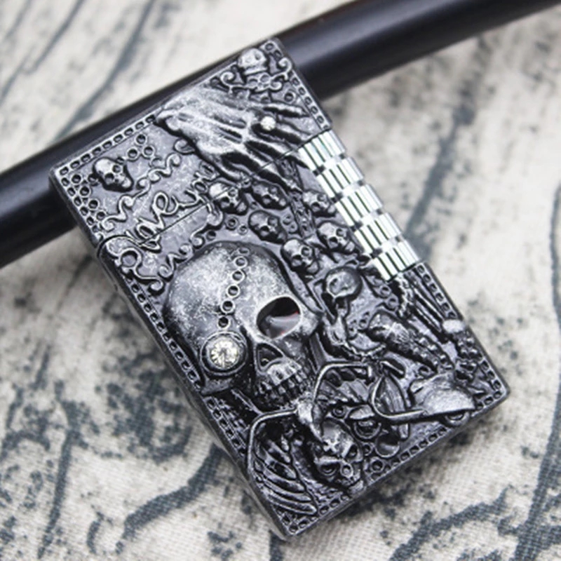 New Skull Flint Lighter Jet Free Fire Ping Sound Torch Gas Lighter Grinding Wheel Butane Metal Cigar Cigarette Lighter Christmas Men Gift
New Skull Flint Lighter Jet Free Fire Ping Sound Torch Gas Lighter Grinding Wheel Butane Metal Cigar Cigarette Lighter Christmas Men Gift