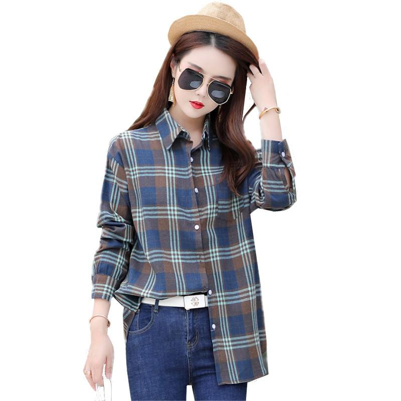 New plaid Shirt Oversize female Top Women Long sleeve Cotton Girls Blouse Autumn Plus Size Women Blouses Plaid blue femme Blusas, -3
New plaid Shirt Oversize female Top Women Long sleeve Cotton Girls Blouse Autumn Plus Size Women Blouses Plaid blue femme Blusas, -3