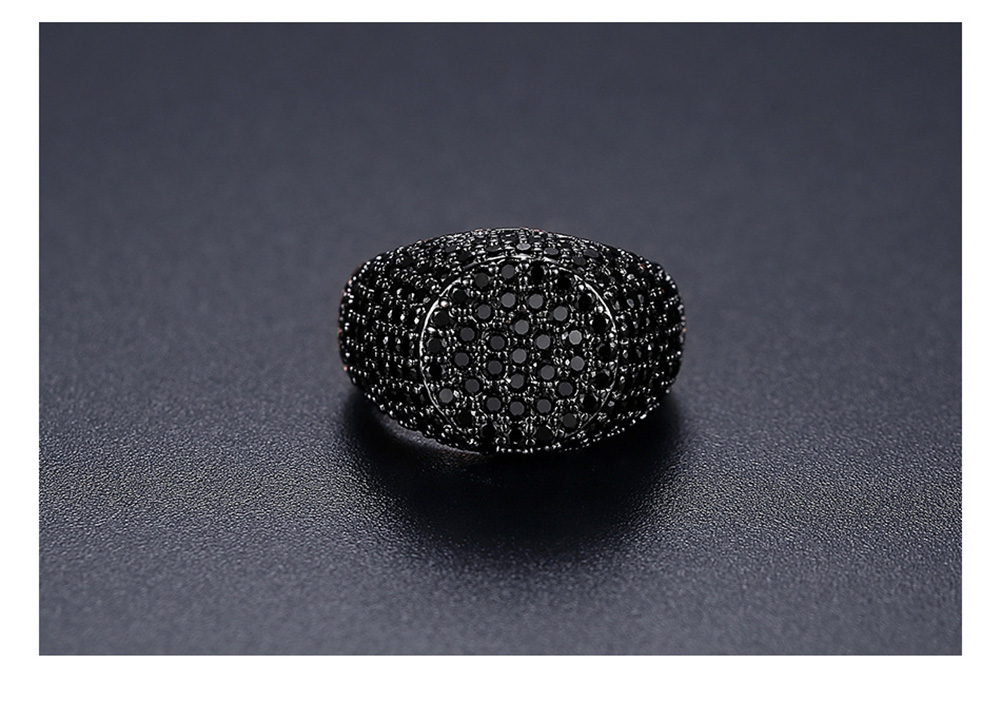 Men's Hip Hop Vintage Adjustable Rings Gold Plated Shining Black Cubic Zircon Finger Ring Jewelry Gift