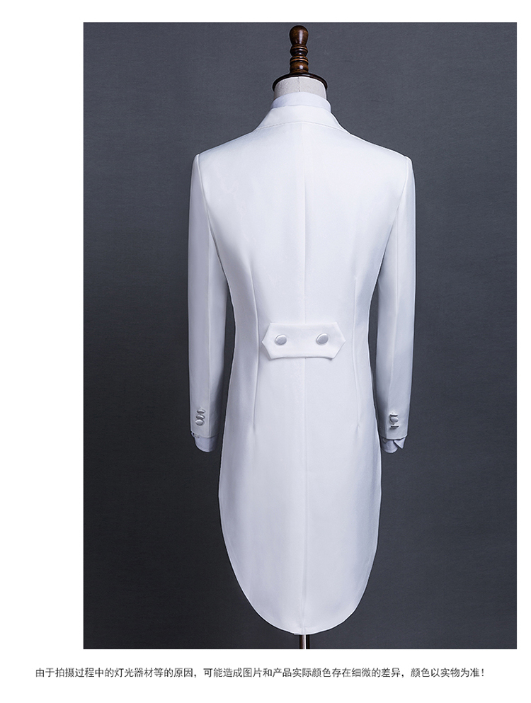 PYJTRL Plus Size S-4XL Mens Classic Black White Shiny Lapel Tail Coat Tuxedo Wedding Groom Stage Singer Four Piece Suit 201130