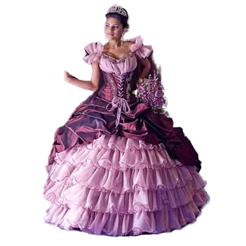 Vintage Mexican Lilac Ball Gown Quinceanera Dresses Corset Lace-up Plus Size Sweet 16 Dresses Off Shoulder Princess Floor Length Prom Party Gowns vest