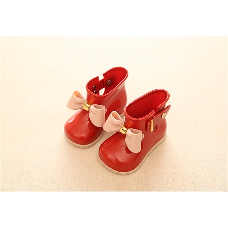 Mini SED girls water shoes cute bowknot Kids Baby Melissa rain boot non-slip Children waterproof rain boots SH010 201113