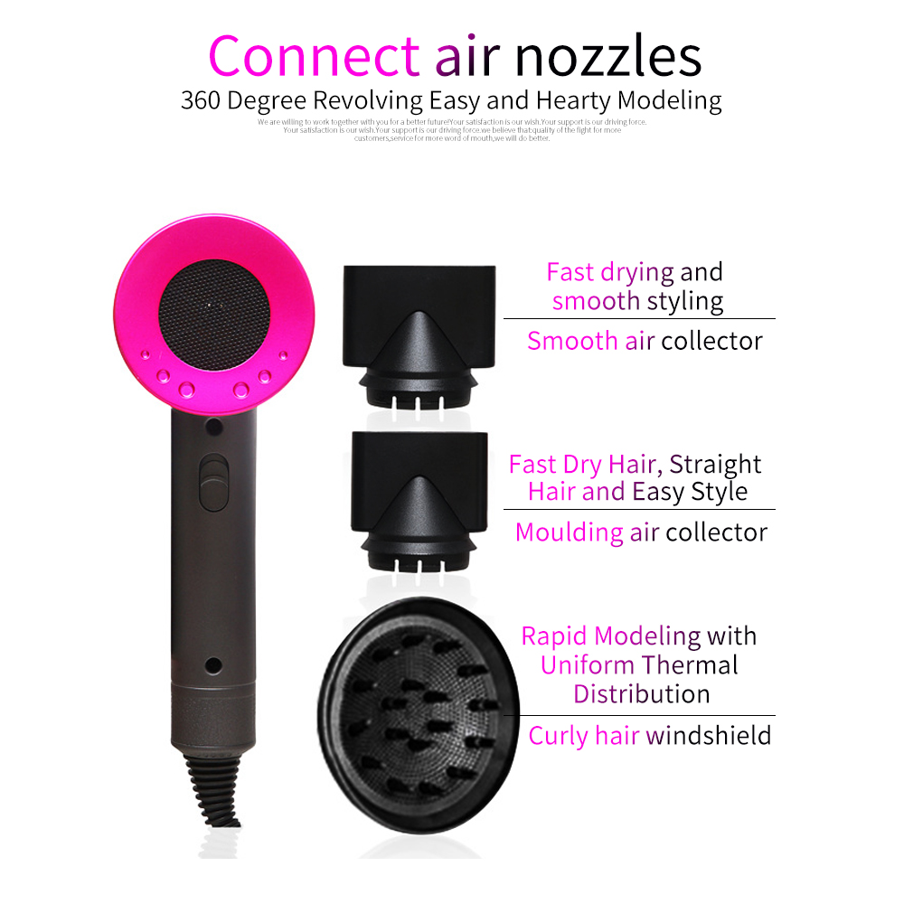 New Hair Dryer Negative Ionic Professional Powerful Hairdryer Travel Homeuse Hot Cold Wind Salon Blow Dryer