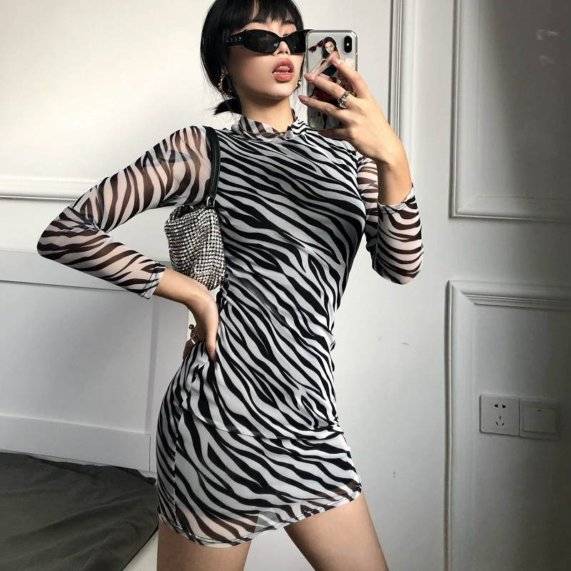 Casual dress Zebra Print Mesh Patchwork Long Sleeve Bodycon 2020 Sexy Mini Dress Autumn Winter Women Fashion Streetwear Outfits, Black
Casual dress Zebra Print Mesh Patchwork Long Sleeve Bodycon 2020 Sexy Mini Dress Autumn Winter Women Fashion Streetwear Outfits, Black