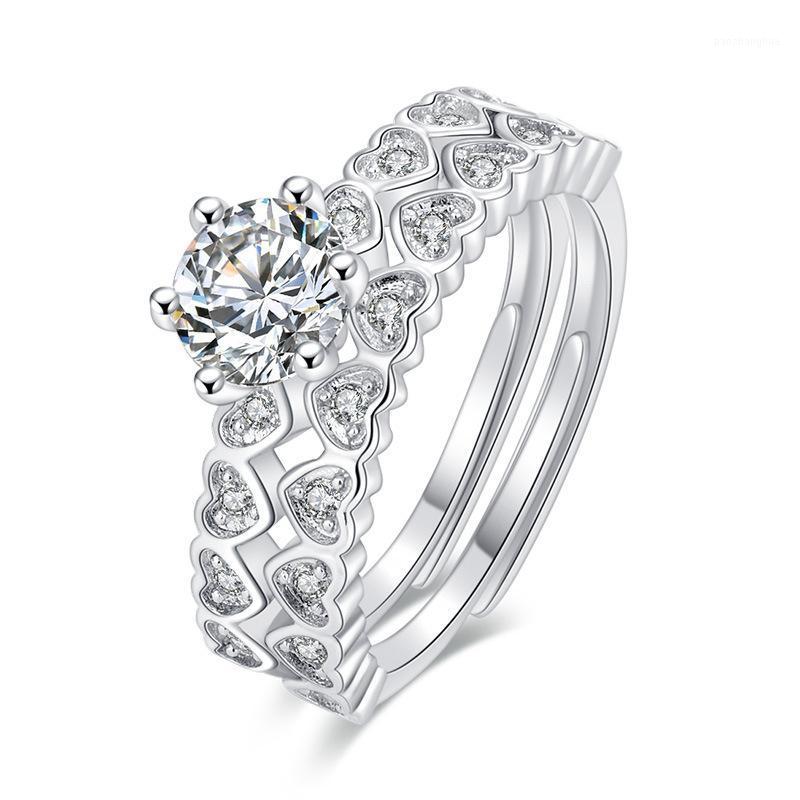Wedding Rings 2 In 1 Love Heart Opening Ring Women Luxury Finger Romantic Birthday Gift For Girlfriend Fashion Zircon Stone Jewelry J205, Slivery;golden
Wedding Rings 2 In 1 Love Heart Opening Ring Women Luxury Finger Romantic Birthday Gift For Girlfriend Fashion Zircon Stone Jewelry J205, Slivery;golden