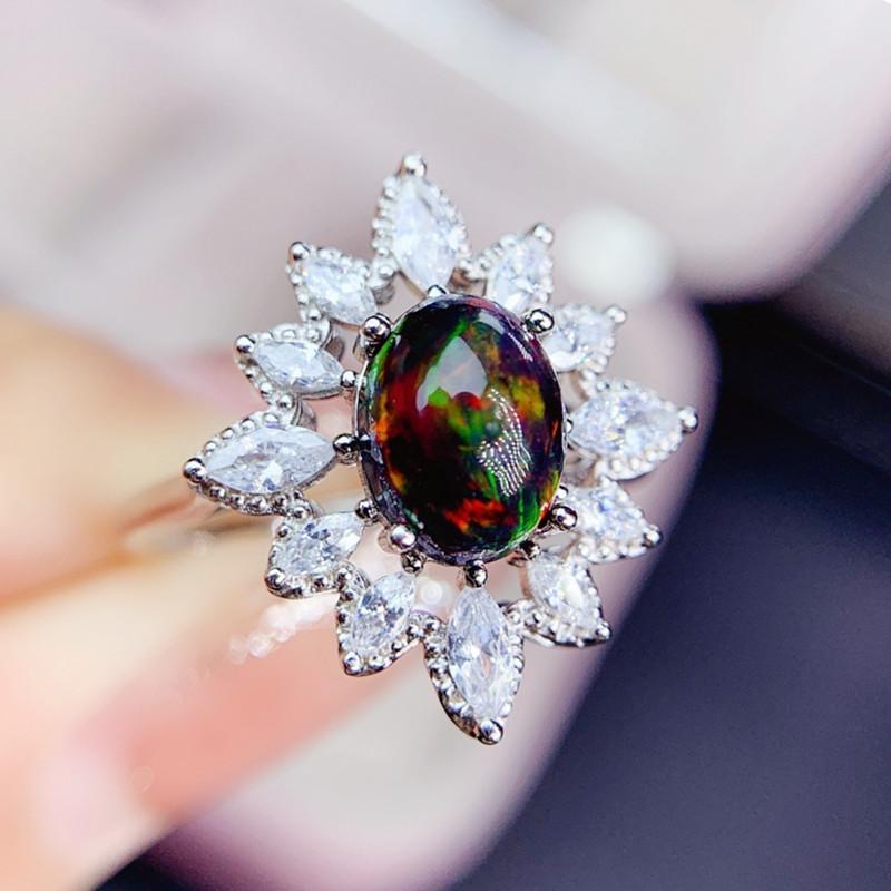 Cluster Rings Natural Real Black Opal Luxury Ring 6*8mm 0.8ct Gemstone 925 Sterling Silver Fine Jewelry J215191, Golden;silver
Cluster Rings Natural Real Black Opal Luxury Ring 6*8mm 0.8ct Gemstone 925 Sterling Silver Fine Jewelry J215191, Golden;silver