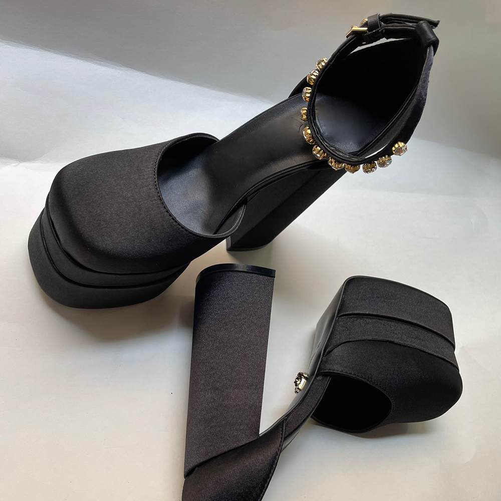 Designer Platform Sandals Women Square Toe Satin Chunky Heels Crystal Shoes Woman Thick Sole Super High Heel Female Pumps Party Shoes Size35-43 With Box, #0
Designer Platform Sandals Women Square Toe Satin Chunky Heels Crystal Shoes Woman Thick Sole Super High Heel Female Pumps Party Shoes Size35-43 With Box, #0