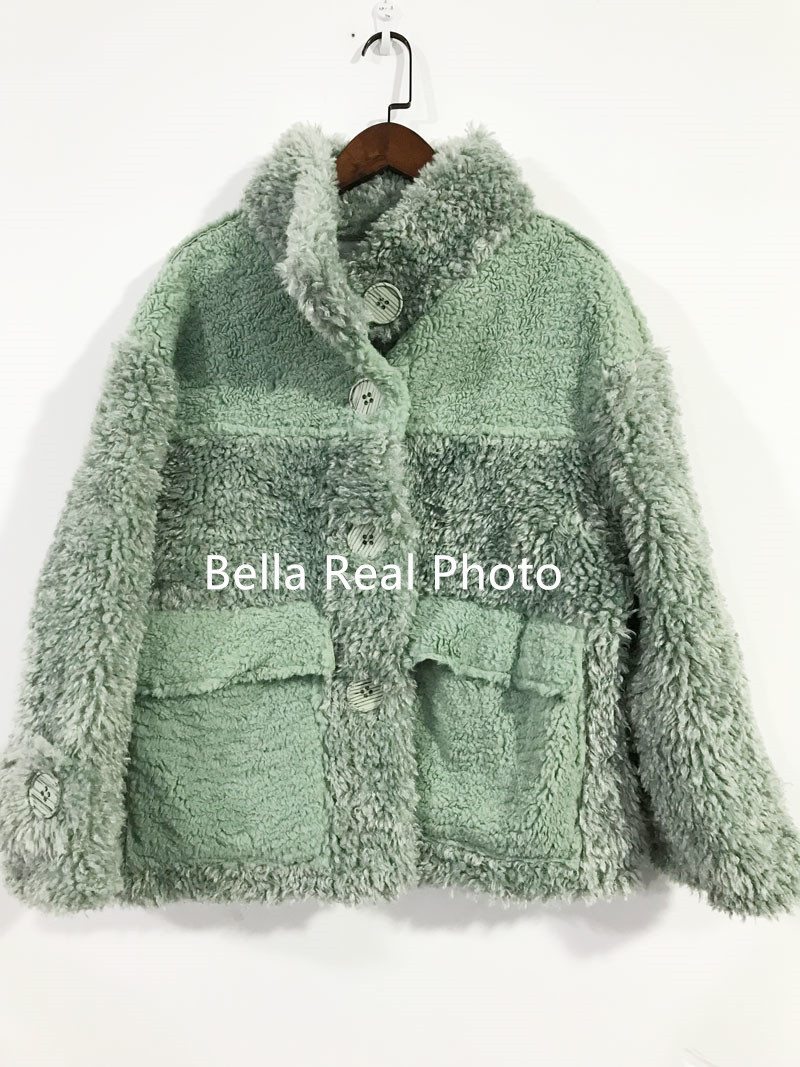Faux Sheep Sheared Female Brief Paragraph Keep Warm With Thick Compound Fur Lambs Wool Collar Shearling Coat 201110