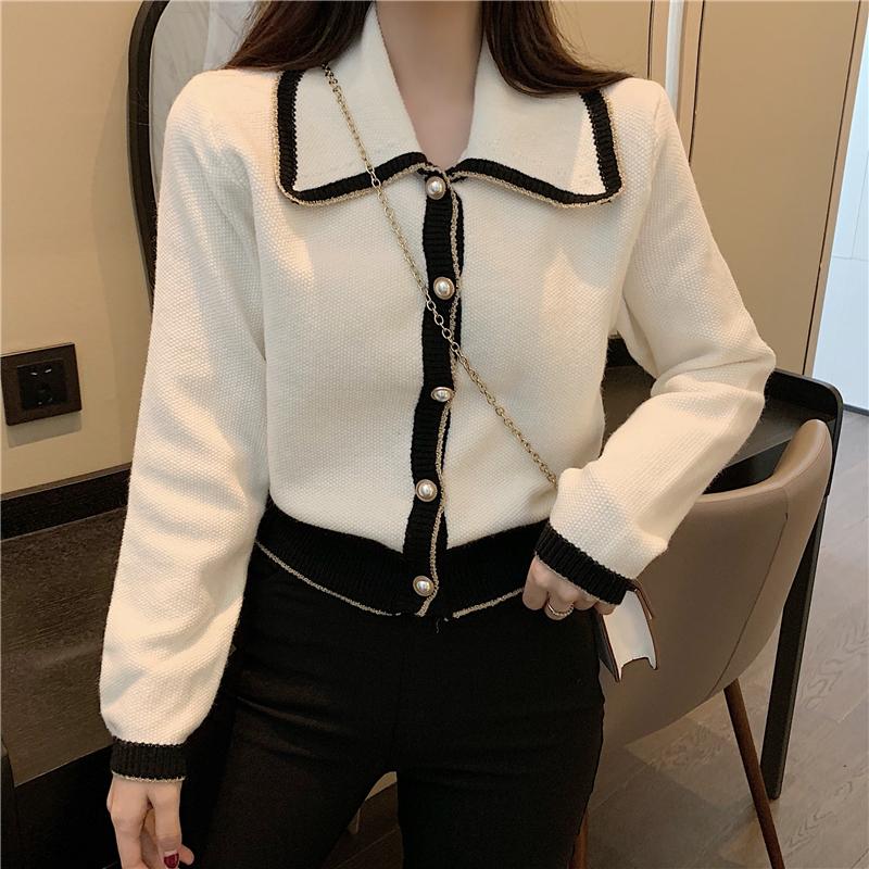 CBAFU turn down collar pearls button knit tops white casual sweater jackets long sleeve cardigans spring autumn outwears M331
CBAFU turn down collar pearls button knit tops white casual sweater jackets long sleeve cardigans spring autumn outwears M331