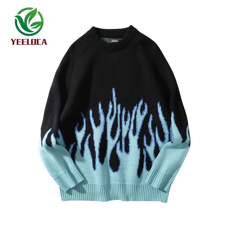 National Trends Contrasting Color Flame Jacquard Knitwear Men's Street Fashion Brand Hip Hop Hiphop round Neck Pullover 201114, Black
National Trends Contrasting Color Flame Jacquard Knitwear Men's Street Fashion Brand Hip Hop Hiphop round Neck Pullover 201114, Black
