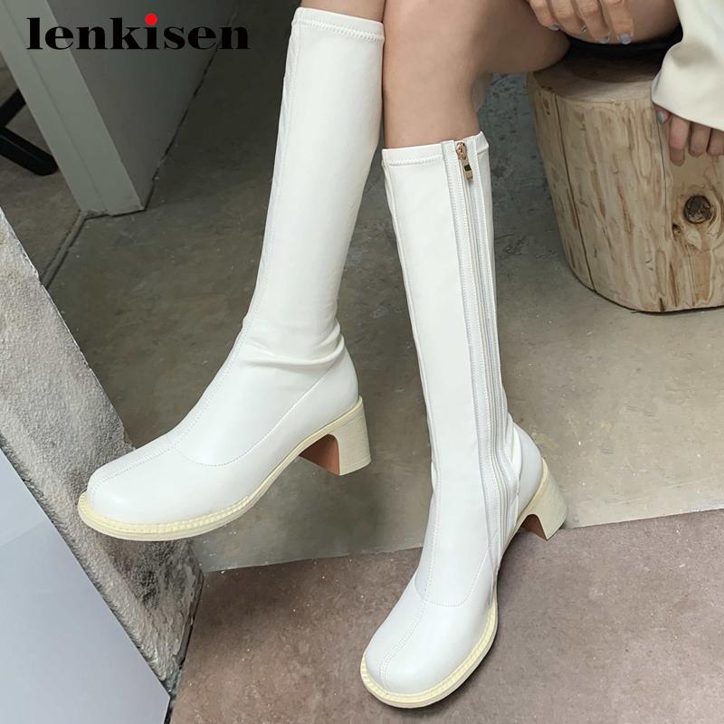 Lenkisen hot riding boots real leather stretch european design round toe thick high heel zipper elegant lady knee-high boots L10, Black
Lenkisen hot riding boots real leather stretch european design round toe thick high heel zipper elegant lady knee-high boots L10, Black