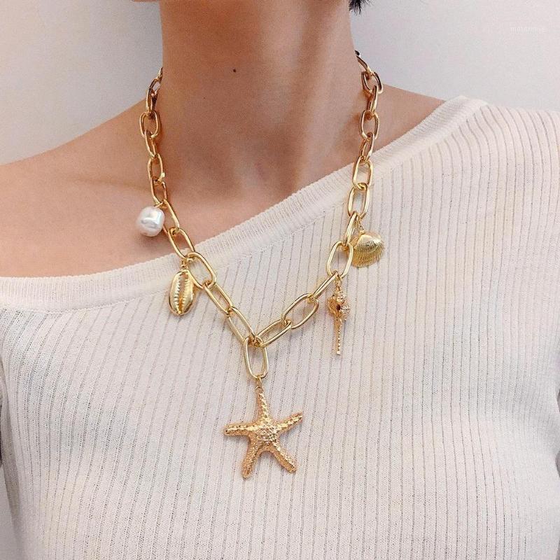 Fashion Summer Beach Style Necklace Shiny Gold Starfish Shell Conch Pendant Alloy Chain Necklace For Women Charms Party Jewelry1
Fashion Summer Beach Style Necklace Shiny Gold Starfish Shell Conch Pendant Alloy Chain Necklace For Women Charms Party Jewelry1