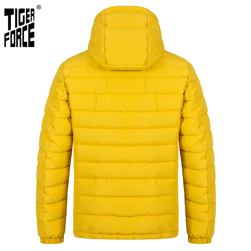 TIGER FORCE New Men's winter jacket for Men clothing Medium-long Hooded Jackets Thick yellow Casual Warm Parka coat 70769 201214