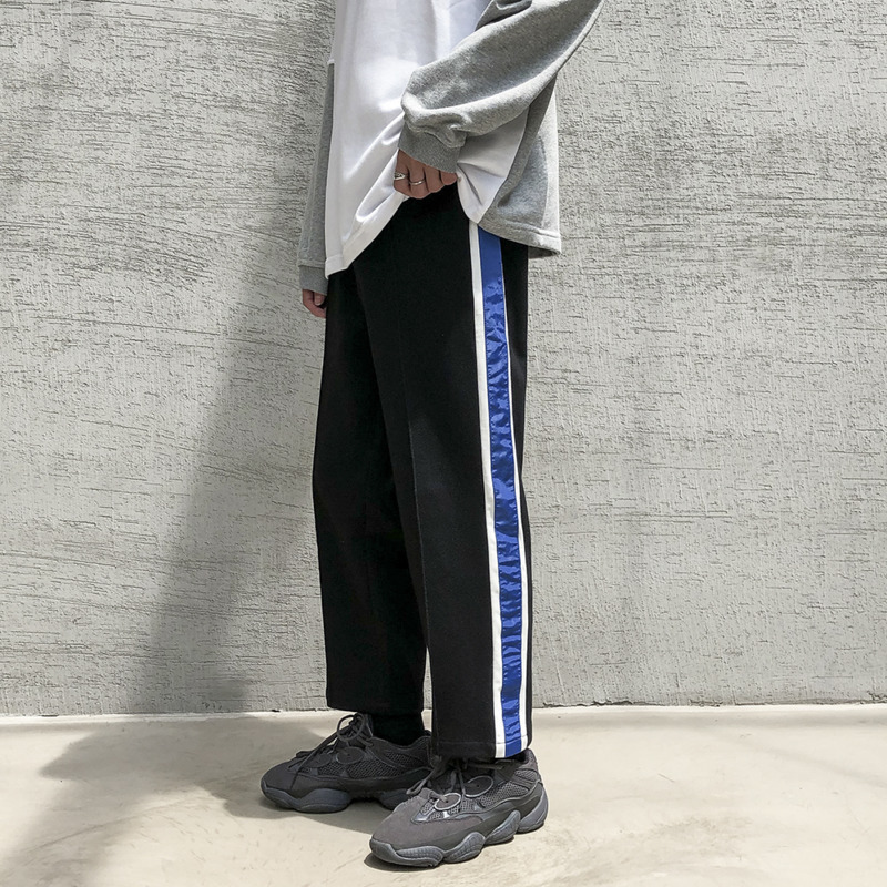 Sweatpants Men's Fashion Hit Color Casual Drawstring Pants Men Track Pants Streetwear Wild Loose Hip Hop Straight Trousers Mens T200422