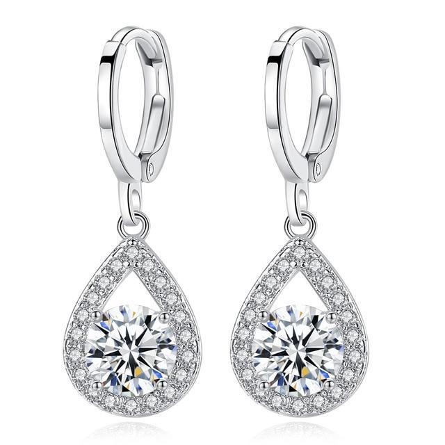 Tear Water Drop Diamond Earrings Dangle Designer Jewelry Love Heart Charm Gold Silver Filled Cubic Zirconia Ear Rings Cuff for Women Gift Topaz Fashio