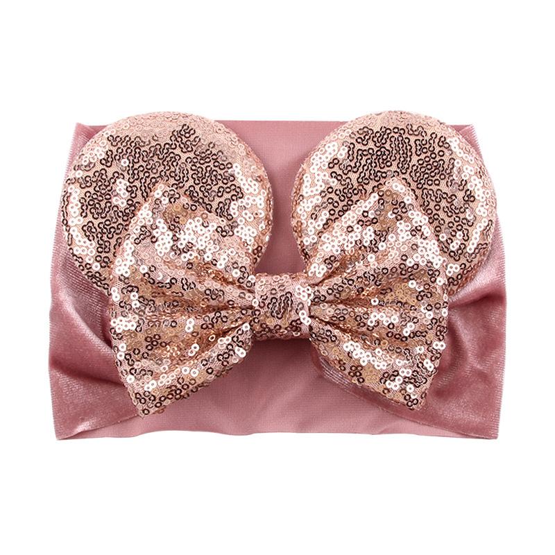 2022 new Baby Velvet Hair Belt Solid Color Hairpin Baby Sequin Glitter Big Bow Clips Mouse Ear Wide Boutique Headband Baby Girl