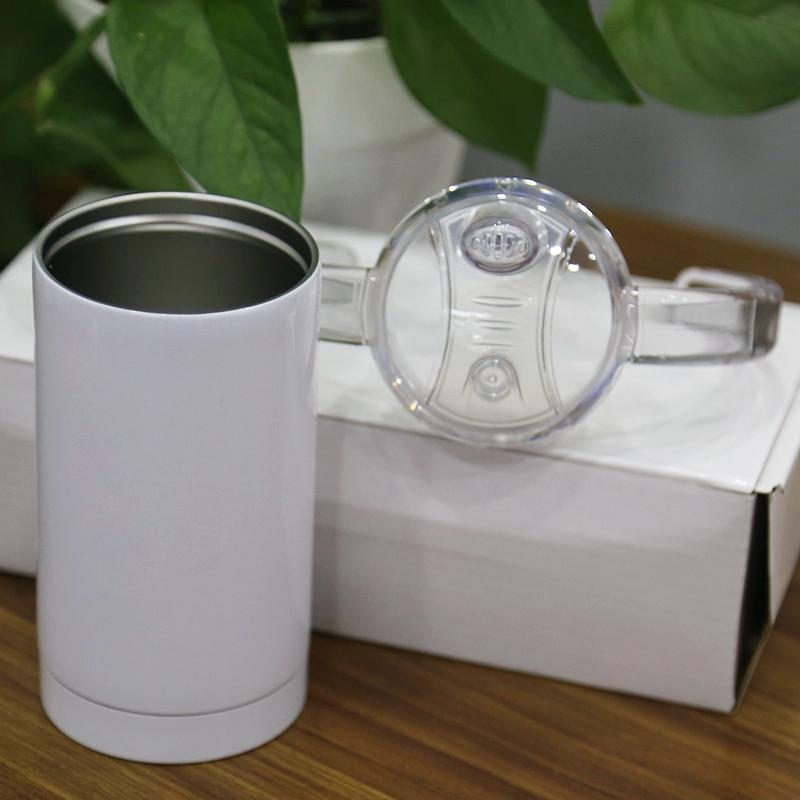 12oz 350ml Sublimation Straight Sippy tumbler In Bulk Double Handle Stainless Steel Kids Bottle Double-Walled Vacuum Heat-Insulated Mug for Toddler Ba