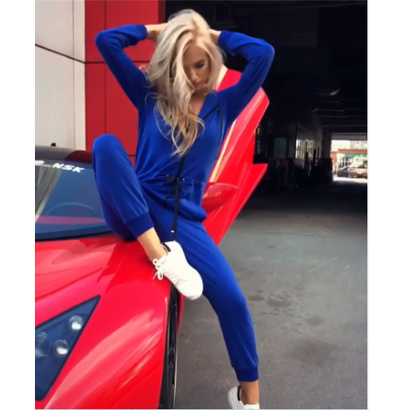 New Fashion Women Sexy Jumpsuit Long Sleeve High Waist Jumpsuit Hoodies Street Wear Drawrsing Jumpsiut Romper Long Trousers T200303
