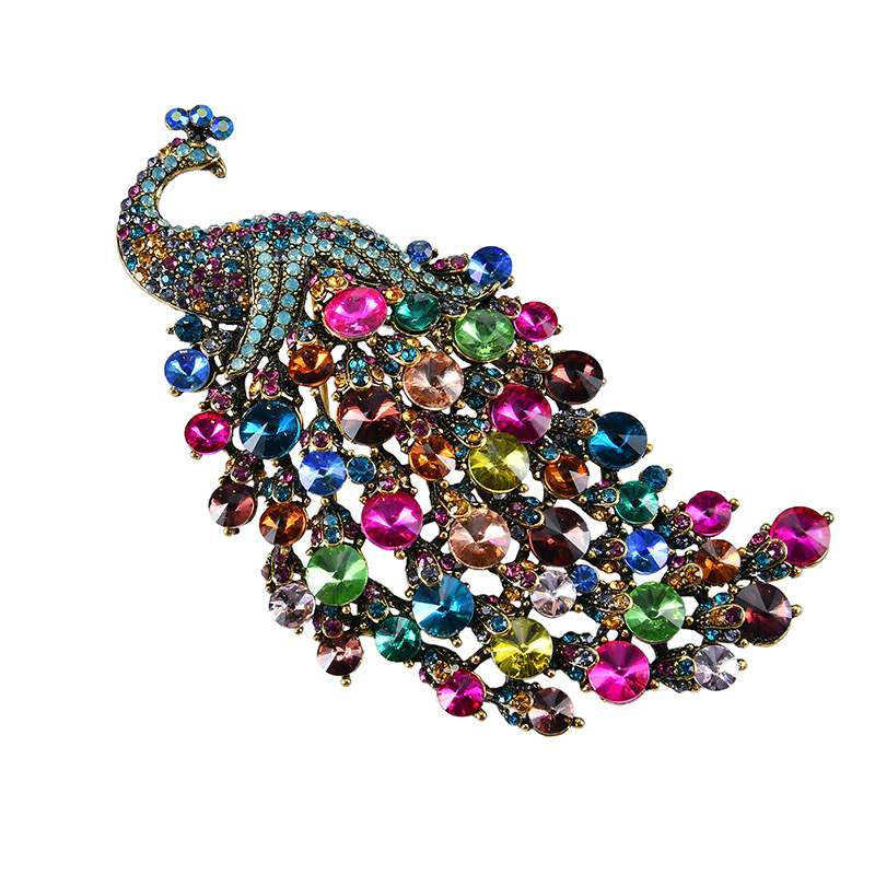 Deshow Colorful Peacock Brooches For Women Large Bird Brooch Pin Vintage Fashion Accessories High Quality Ne 201009