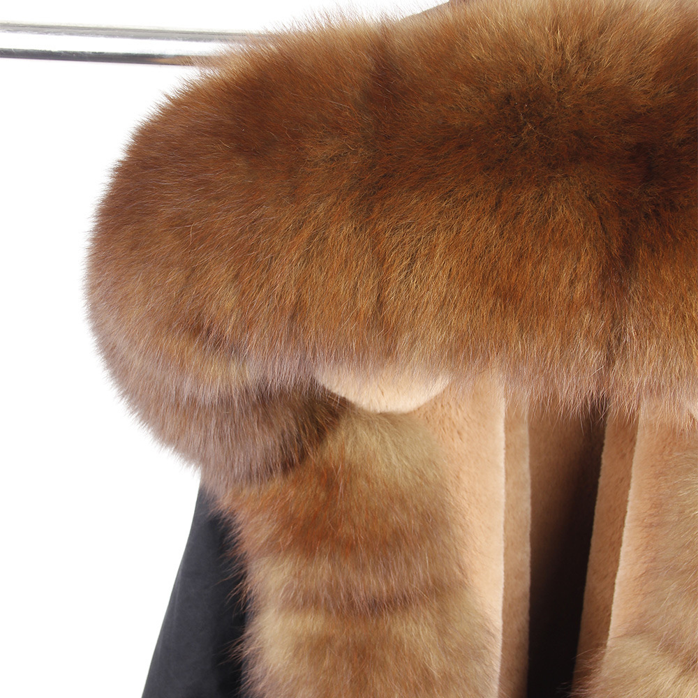 MaoMaoKong winter jacket parka natural fox fur collar real fur coat fux fur lining women coat 201027
