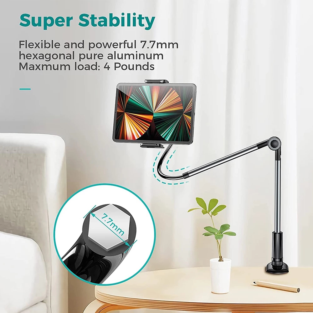 Mobile Phone Universal Holder Flexible Adjustable Phone Clip Lazy Home Bed Desktop Mount Folding tripod Anti-shake for 4.7-12.96 Inch Device stand vid