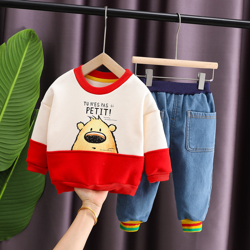 HYLKIDHUOSE Toddler Infant Clothing Sets 2020 Autumn Winter Boys Girls Clothes Children Kids Warm Casual Plus Tops Cartoon PantsX1019