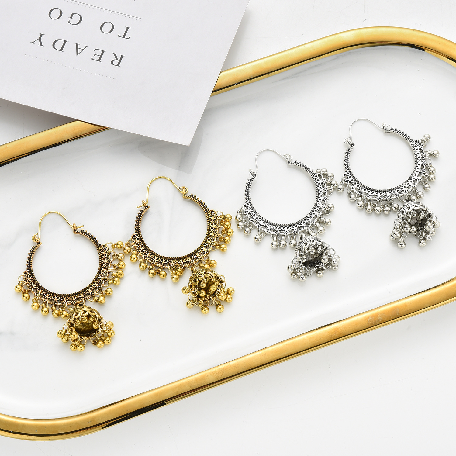Women Fashionable Personality Bell Earrings Dangle Earrings New Alloy Fine Jewelry 6 pairs/lot Gold Silver
Women Fashionable Personality Bell Earrings Dangle Earrings New Alloy Fine Jewelry 6 pairs/lot Gold Silver