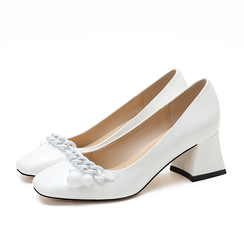 Fashion White Heels 2021 New Spring Women Chain Pearl Thick Heel Toe Heeled Shoe Ladies Sexy Dress Shoes Black Uwuh, Black 8.5cm
Fashion White Heels 2021 New Spring Women Chain Pearl Thick Heel Toe Heeled Shoe Ladies Sexy Dress Shoes Black Uwuh, Black 8.5cm