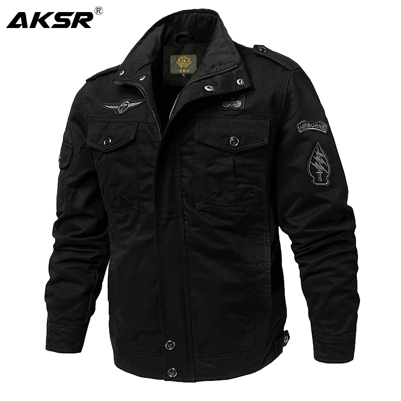 AKSAR Plus Size Men Spring Autumn Cotton Military Jacket Coat Army Men's Bomber Pilot Jackets Mens Cargo Lightweight Jacket 201127