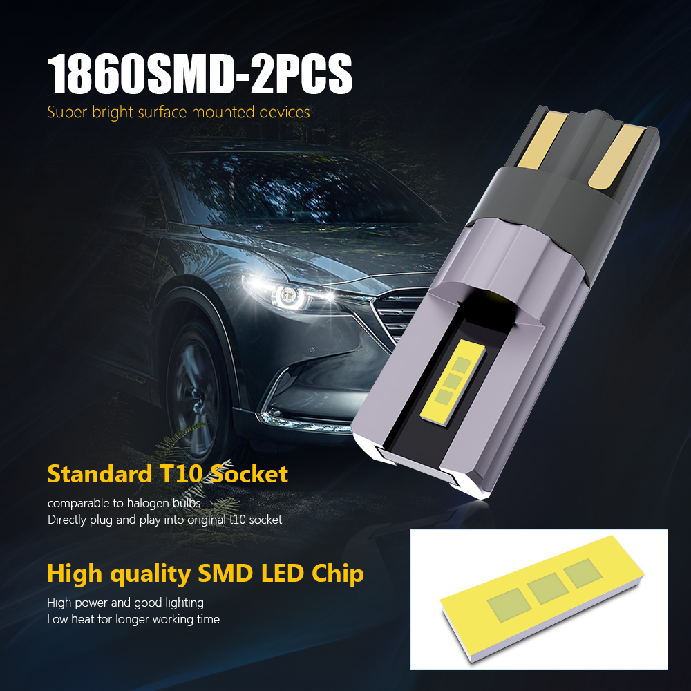 W5W T10 LED Bulbs 1860 Chips CANBUS No Error 12V 24V For Car License Plate Light Interior Map Dome Door Lights Truck 6000K White