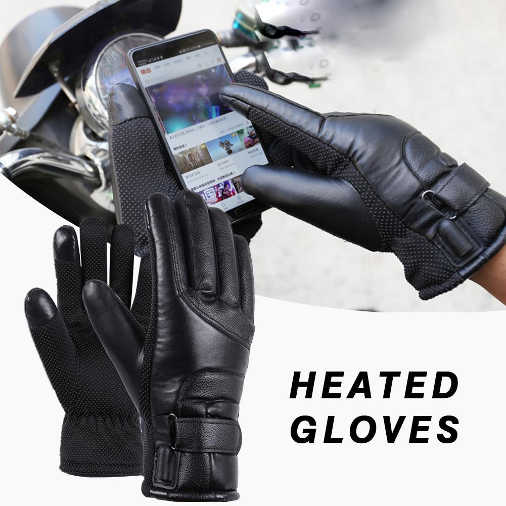 Winter Electric Heated Gloves Windproof Cycling Warm Heating Touch Screen Skiing Gloves USB Powered For Men Women 201104