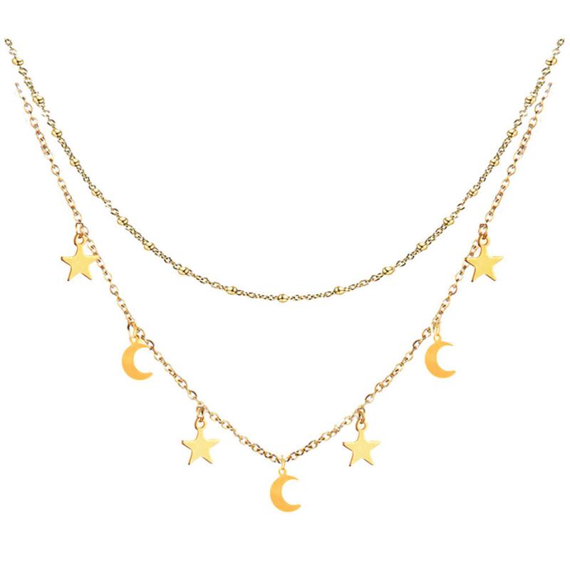 2021 New Multilayer Star Moon Charm Necklaces & Pendants For Women Gold Color Stainless Steel Choker Necklace Bohemian Jewelry
2021 New Multilayer Star Moon Charm Necklaces & Pendants For Women Gold Color Stainless Steel Choker Necklace Bohemian Jewelry