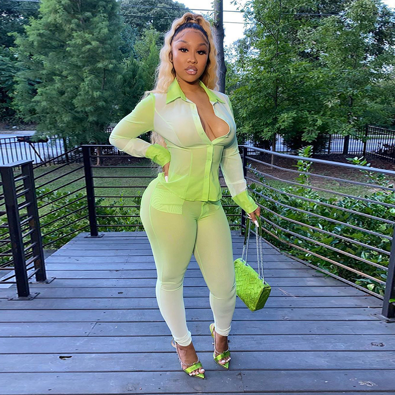 HAOYUAN Sexy Plus Size Tie Dye Two Piece Set Jumpsuit Bandage Shirt Top+Bodycon Pocket Pants Women Fall Clothing Fashion Outfits 201007