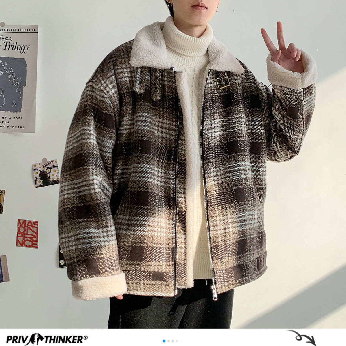 2021 New Privathinker Men' Casual Oversize Jackets Woman Thicken Warm Plaid Coat Man Korean Streetwear Winter New Clothing QH5L, Coffee
2021 New Privathinker Men' Casual Oversize Jackets Woman Thicken Warm Plaid Coat Man Korean Streetwear Winter New Clothing QH5L, Coffee