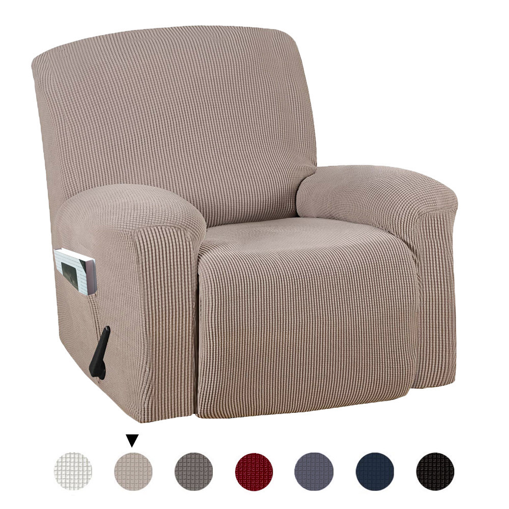 Bed High Elasticity Solid Color All-Inclusive Rocker Thick Fabric Sofa Recliner Cover LJ201216
